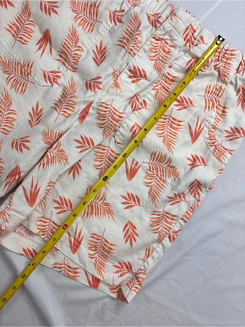Soft Surroundings Summer Breeze Linen Blend Coral/Orange & Cream Shorts Sz M